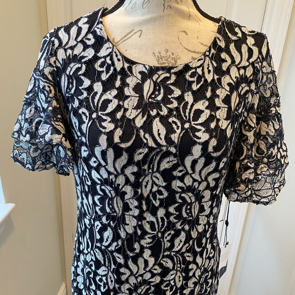 Tommy Hilfiger Black & White Lace Dress Size 10 NWT